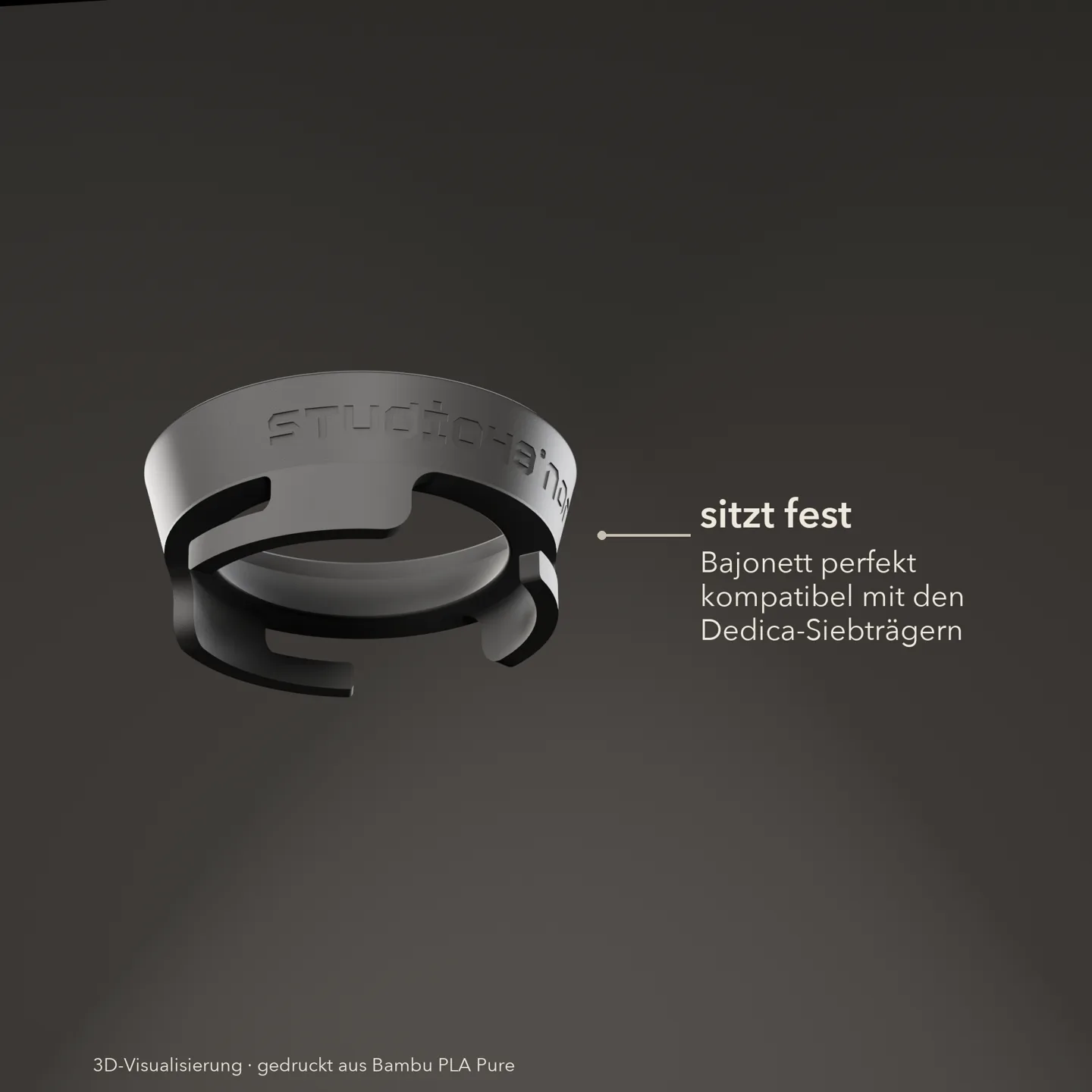 Dosiertrichter 51 mm schlank von unten: Bajonett, sitzt fest auf dem Dedica-Siebträger