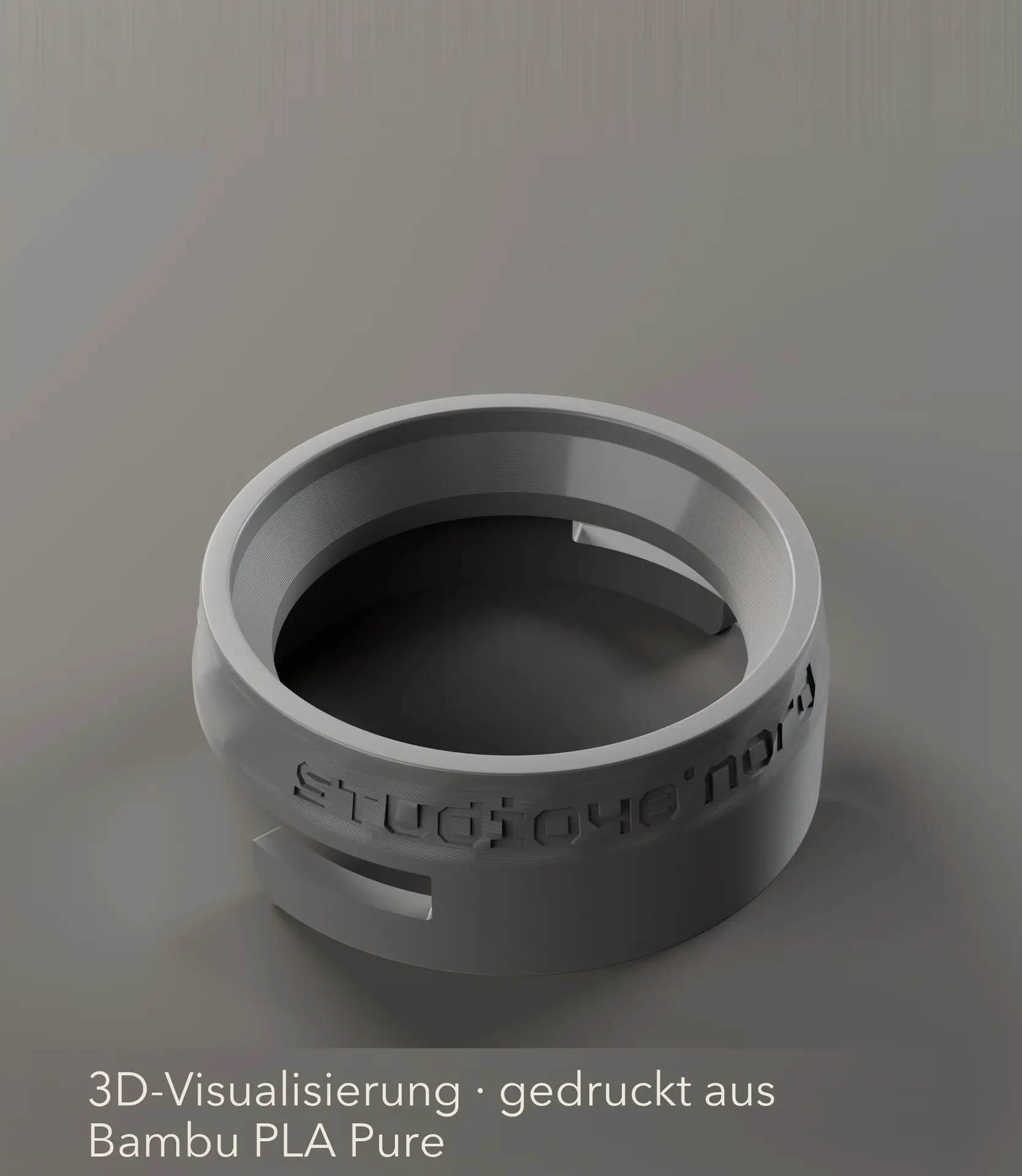 3D render of the funnel from the bayonet side, both opposing slots visible