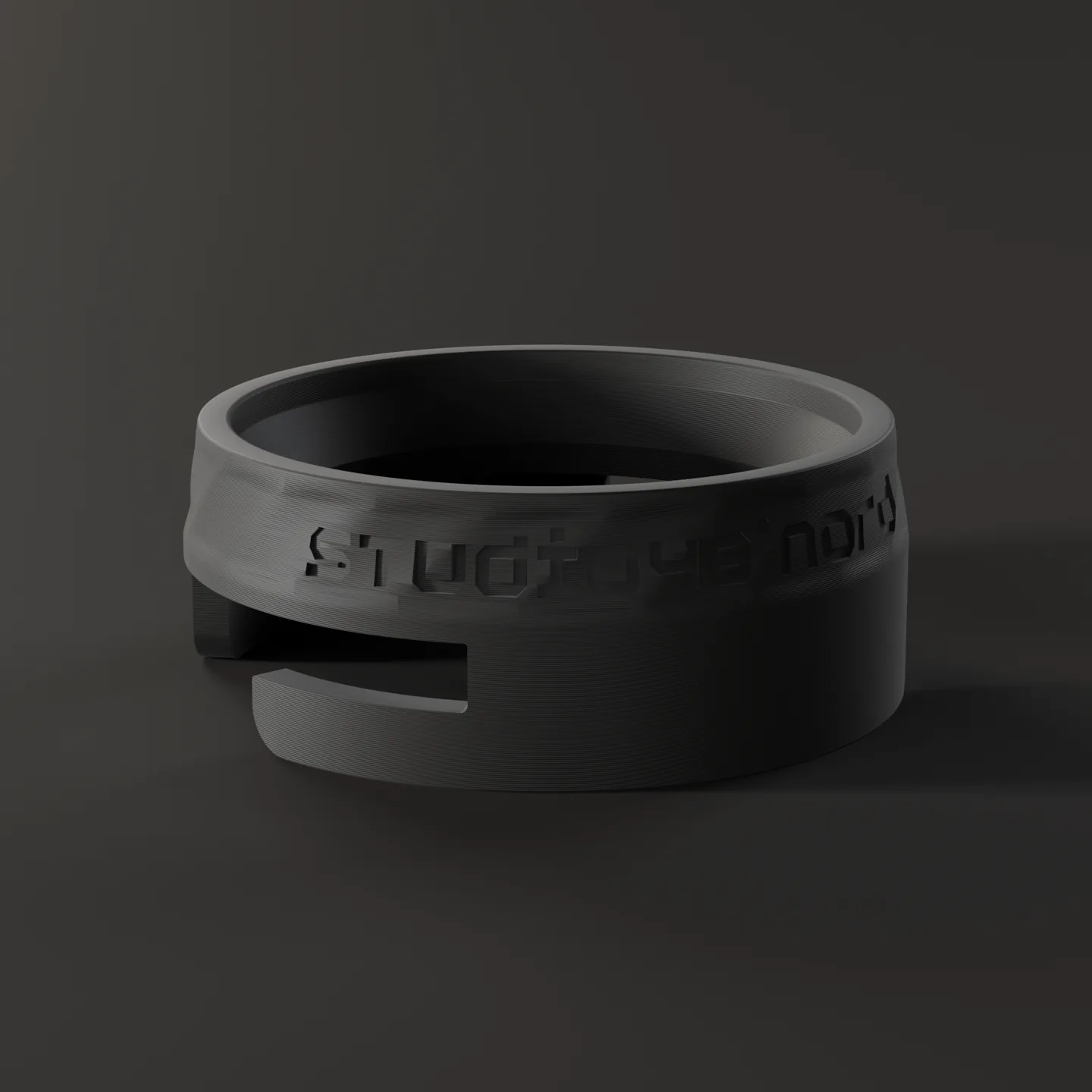 render 3D dell'imbuto dosatore da 58 mm con sfaccettature ritorte, di lato
