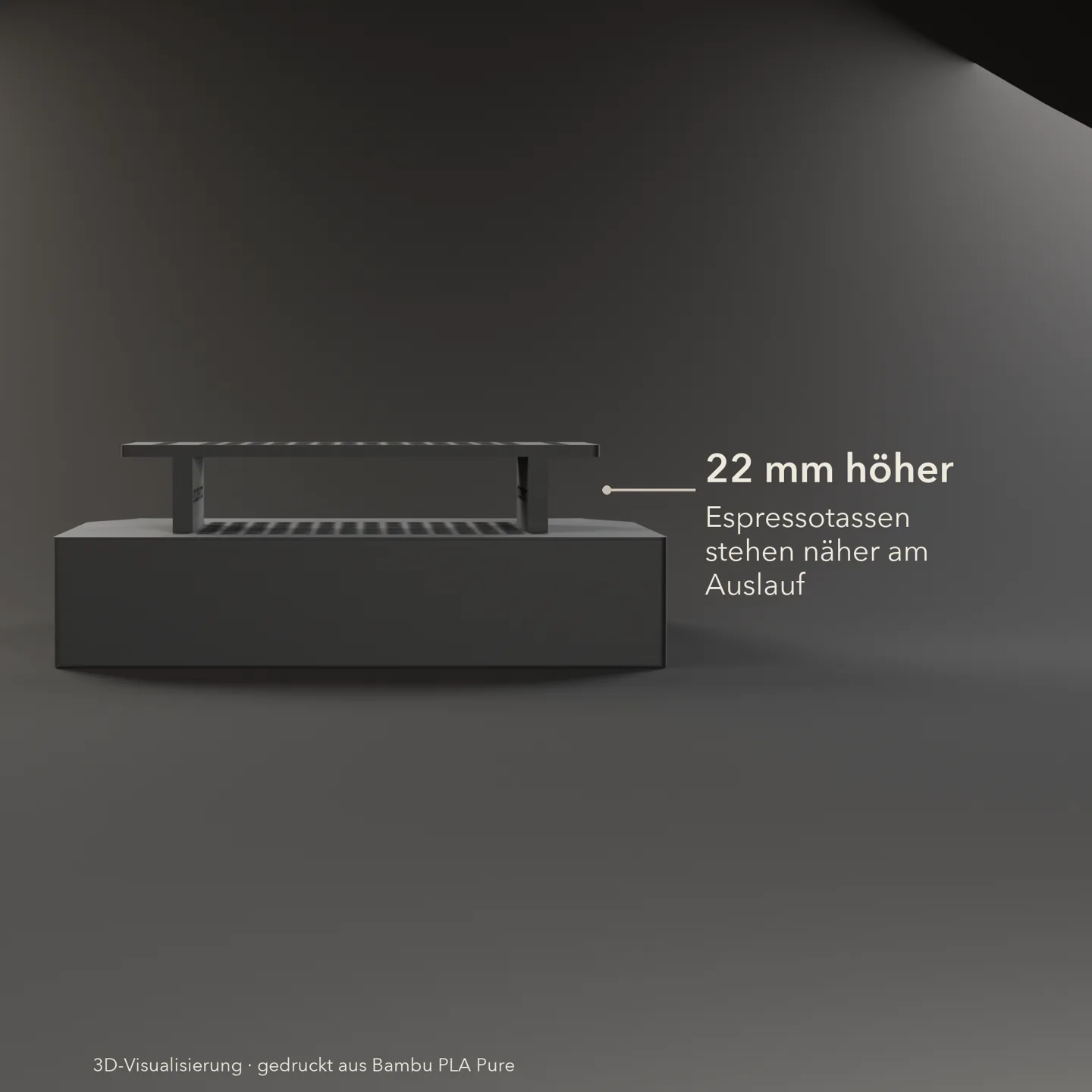 Livanto-Erhöhung auf der Abtropfschale, die Tassen stehen 22 mm höher