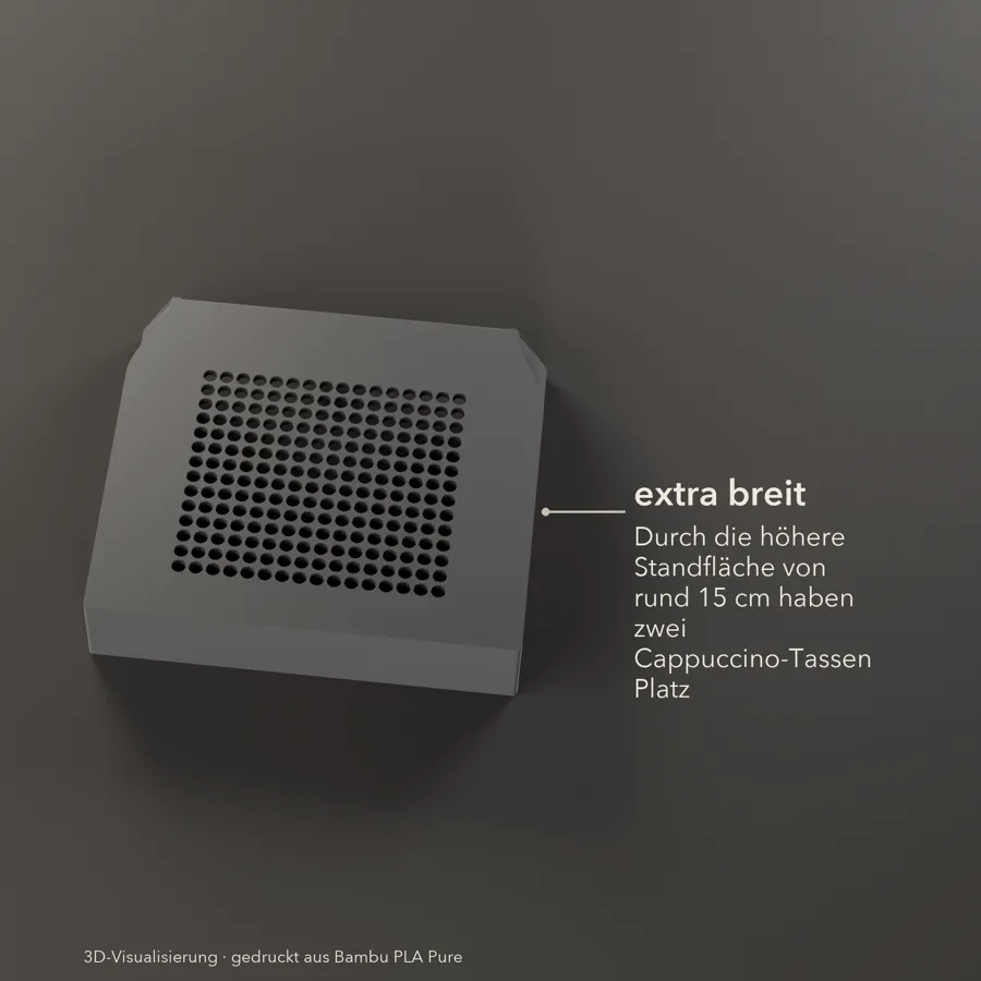 Render: Abtropfschale mit rund 15 cm breiter Standfläche